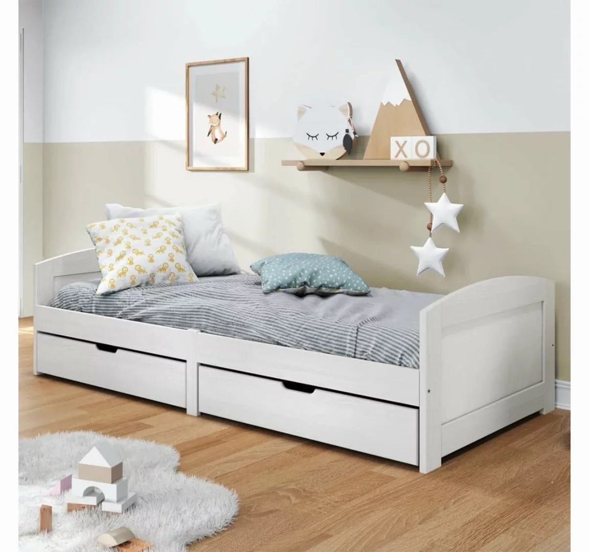 vidaXL Bett Tagesbett mit 2 Schubladen IRUN Weiß 90x200cm Massivholz Kiefer günstig online kaufen