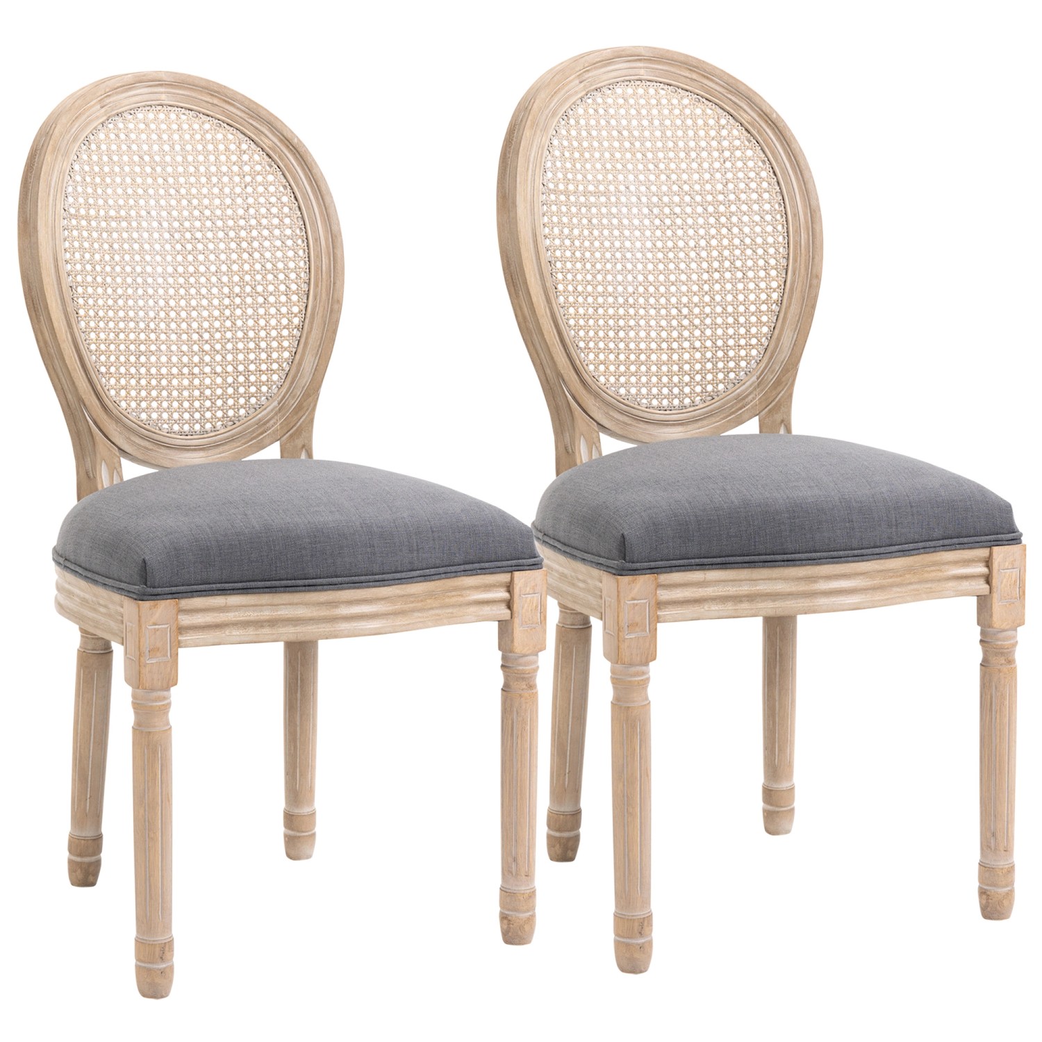 HOMCOM 2er Set Küchenstühle mit Rattan-Rückenlehne günstig online kaufen