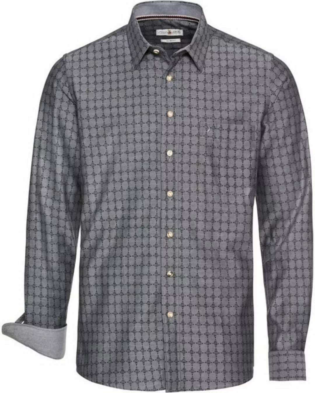 Almsach Trachtenhemd Hemd mit Karo-Jacquard-Muster günstig online kaufen