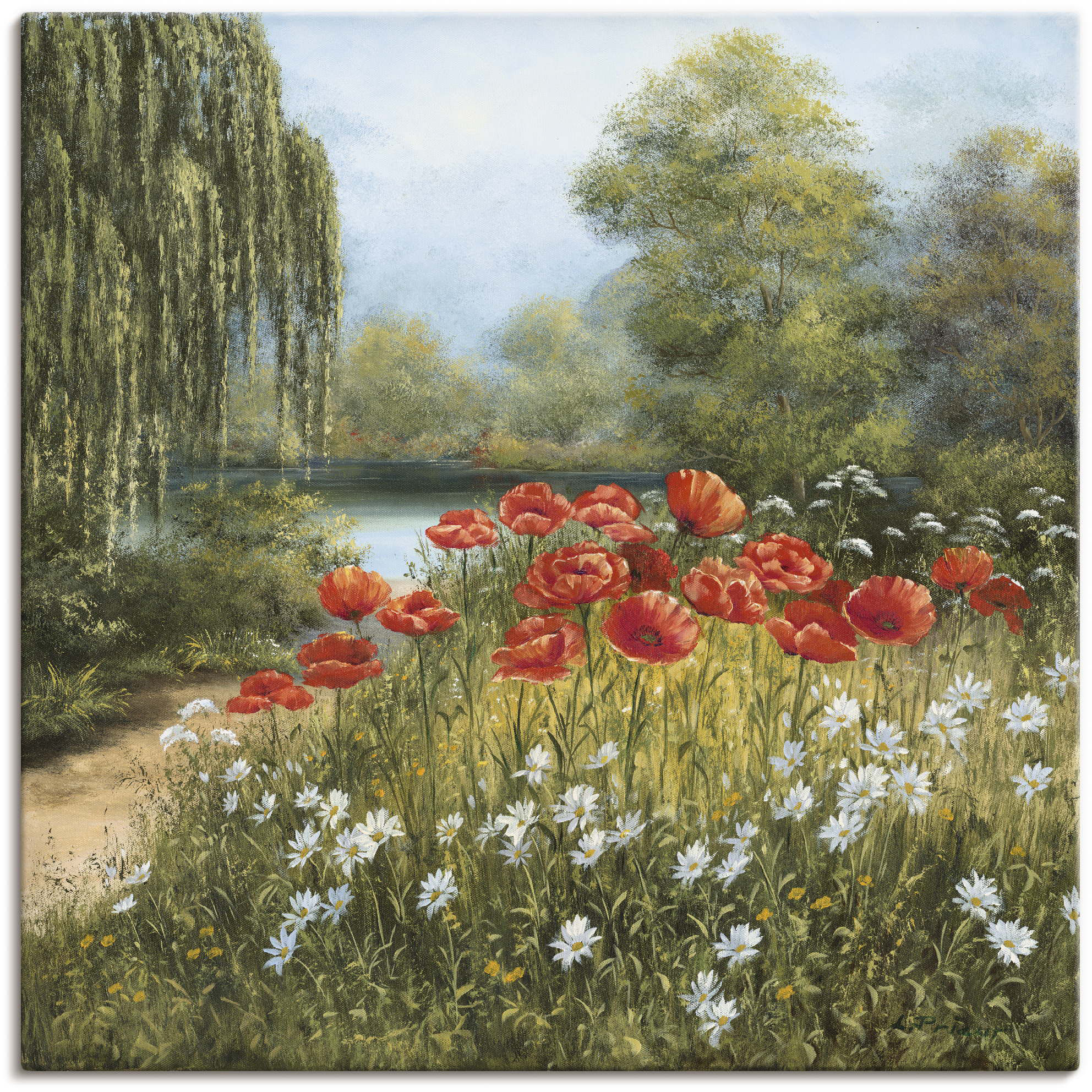 Artland Wandbild "Mohnwiese am See", Blumenwiese, (1 St.), als Alubild, Out günstig online kaufen