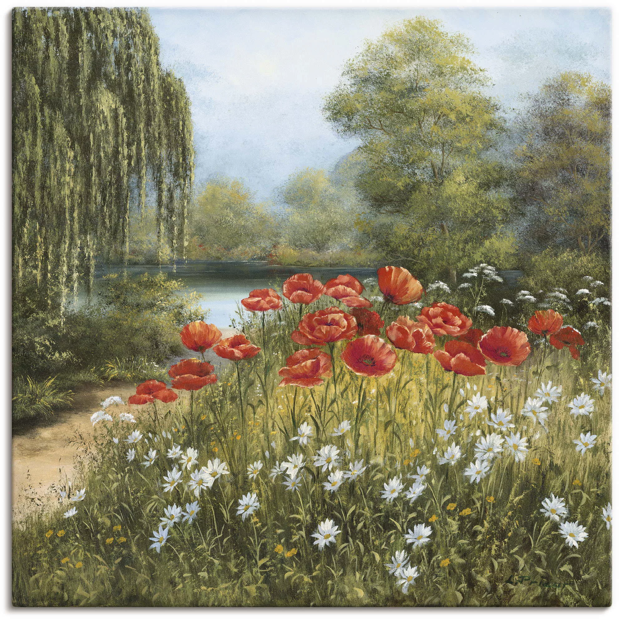 Artland Wandbild »Mohnwiese am See«, Blumenwiese, (1 St.), als Alubild, Out günstig online kaufen