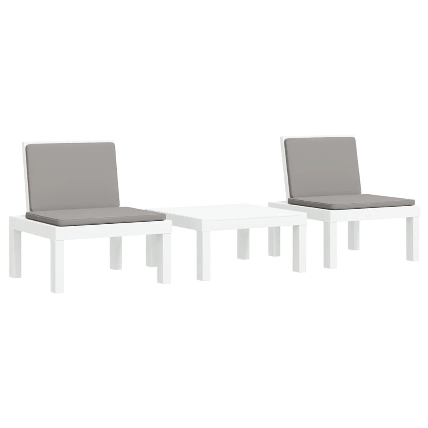 vidaXL 3-Tlg Garten-Lounge-Set mit Kissen Weiß PP 3203732 günstig online kaufen