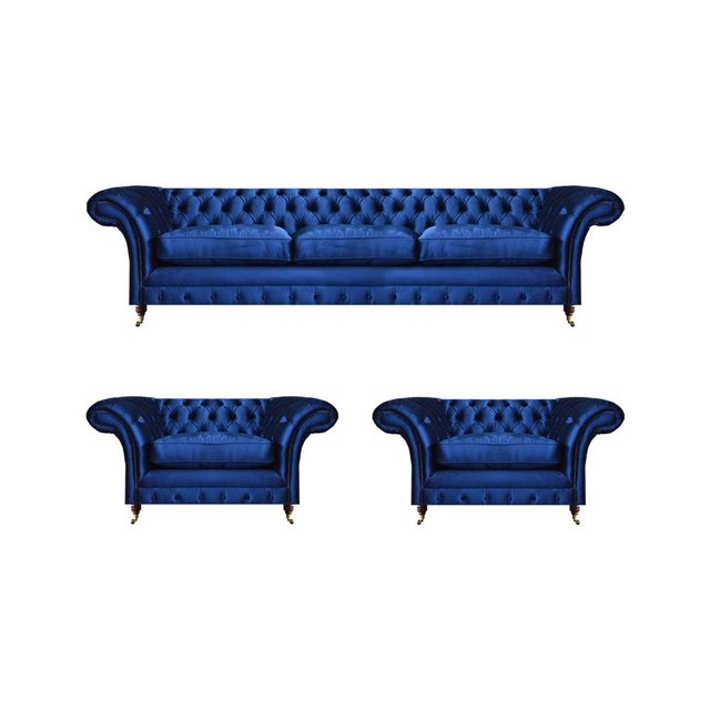 JVmoebel Chesterfield-Sofa Blau Modern Sofa Set 3tlg Einrichtung Luxus Wohn günstig online kaufen