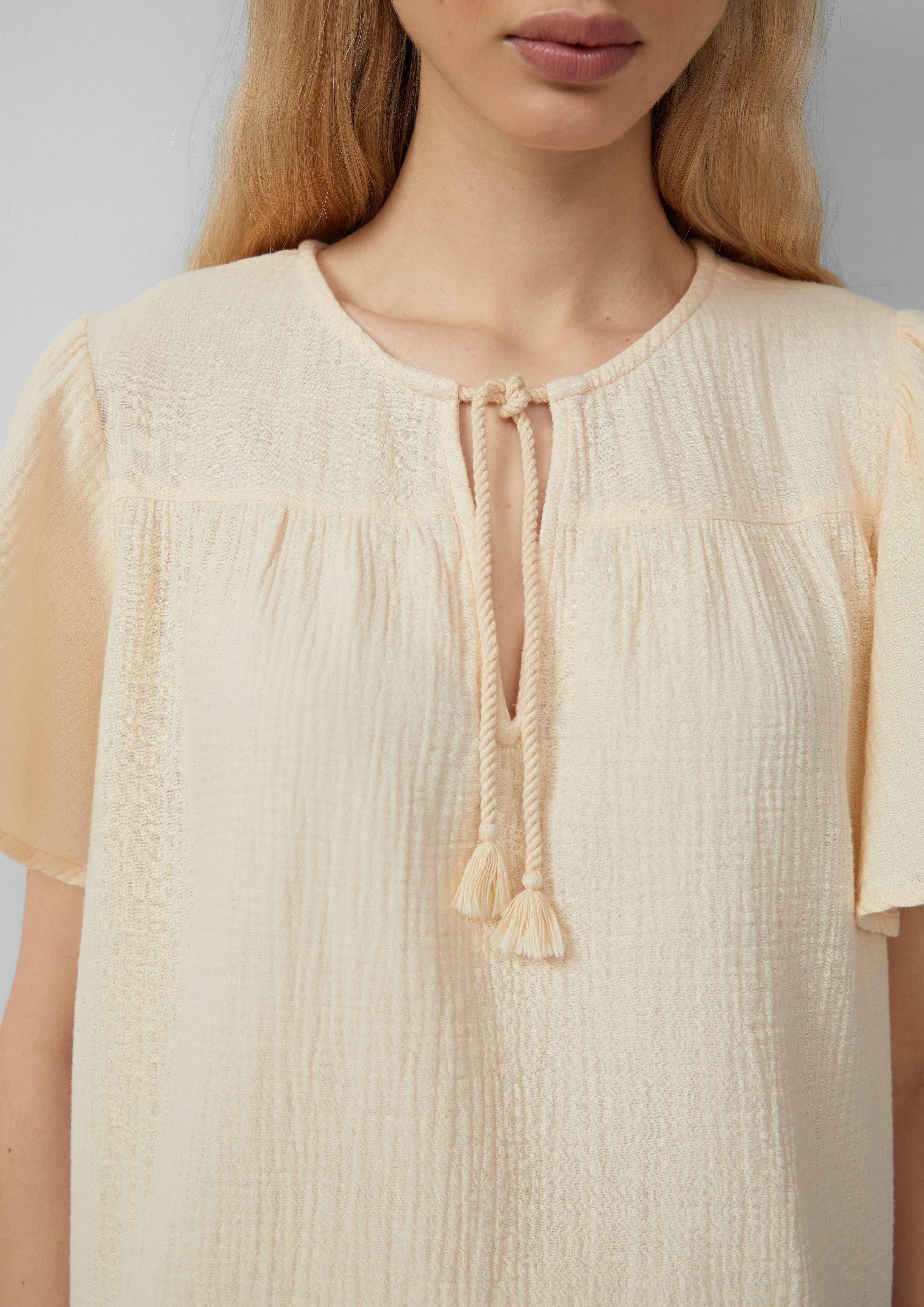 QS Kurzarmbluse Musselin-Bluse mit Bindeband günstig online kaufen