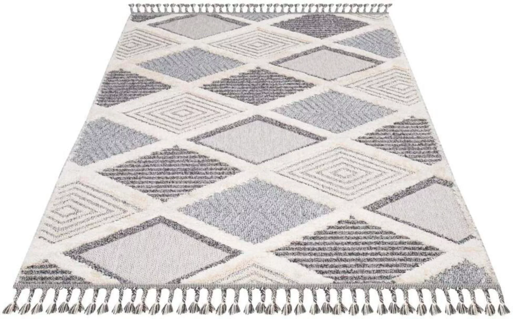 Carpet City Teppich »Valencia 731«, rechteckig, Boho-Stil, Raute-Muster, 3D günstig online kaufen