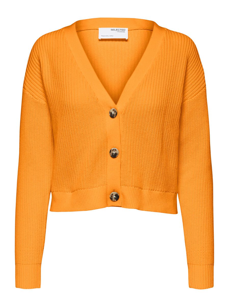 SELECTED V-ausschnitt Strickjacke Damen Orange günstig online kaufen