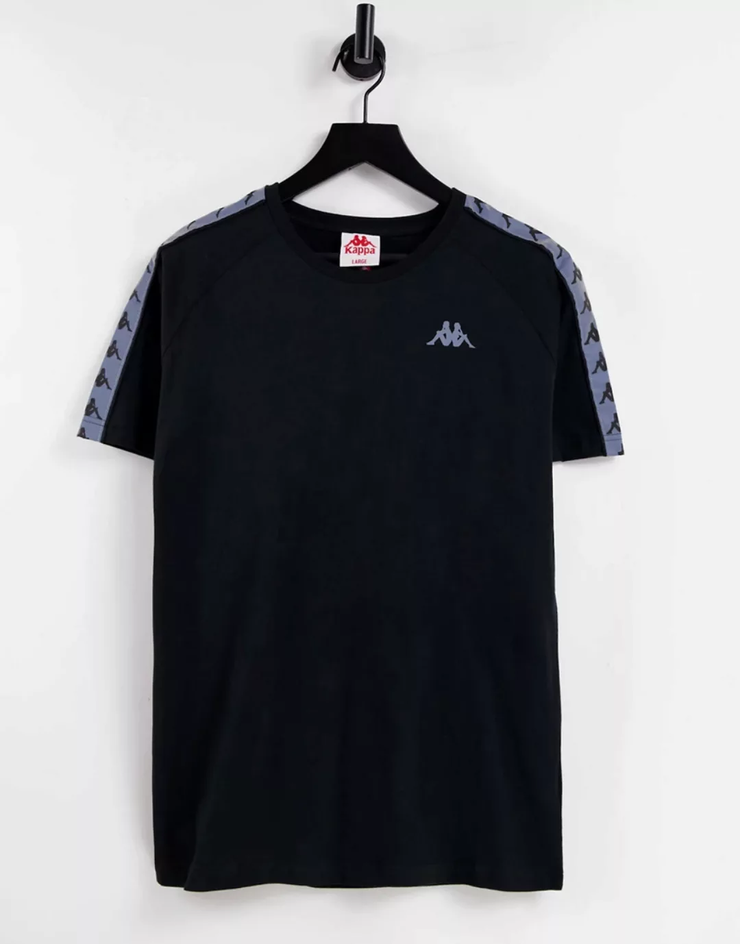 Kappa – Banda Michael – T-Shirt in Schwarz mit reflektierendem Zierstreifen günstig online kaufen