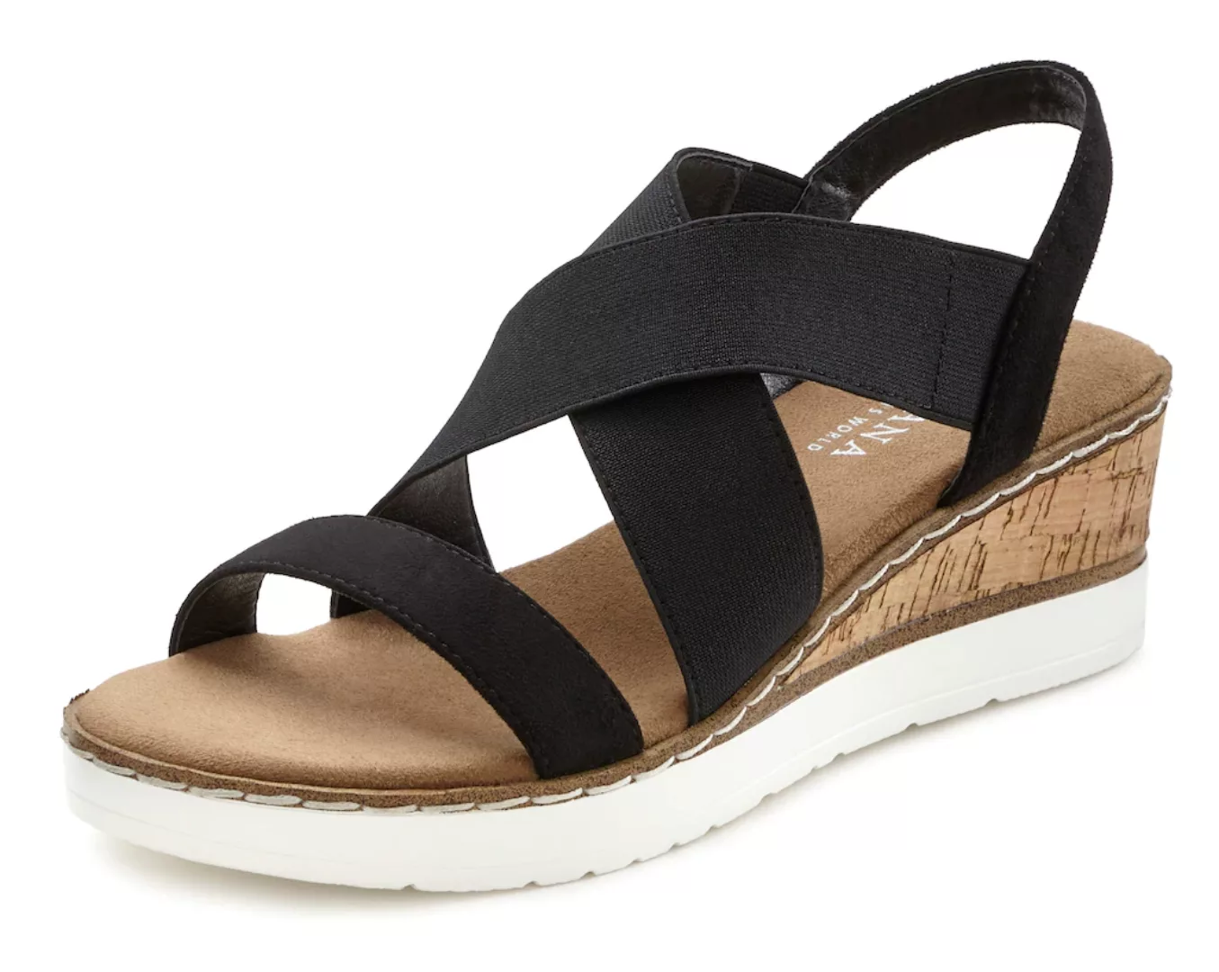 LASCANA Sandalette, Sandale, Sommerschuh mit Keilabsatz und elastischen Rie günstig online kaufen