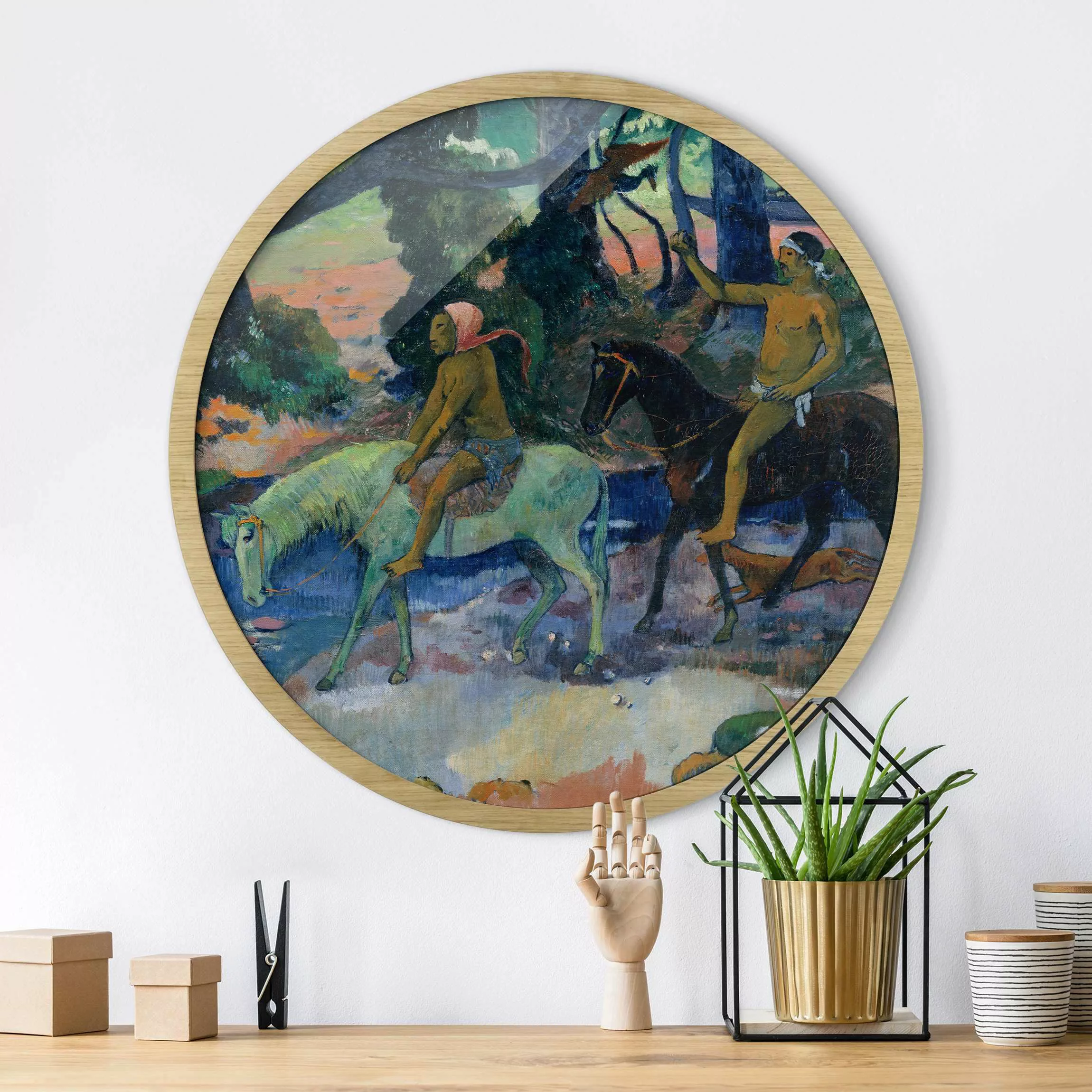 Rundes Gerahmtes Bild Paul Gauguin - Die Flucht günstig online kaufen