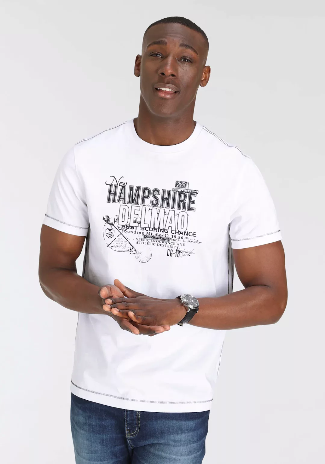DELMAO T-Shirt mit Brustprint und kontrastfarbigen Nähten-NEUE MARKE! günstig online kaufen