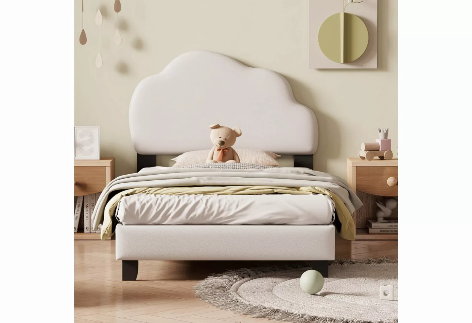 IDEASY Einzelbett Kinderbett 90*200cm Einzelbett Wolkenförmiges Kopfteil Be günstig online kaufen