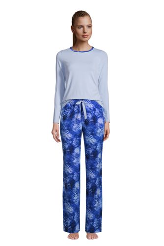 Gemustertes Jersey Pyjama-Set, Damen, Größe: S Normal, Blau, by Lands' End, günstig online kaufen