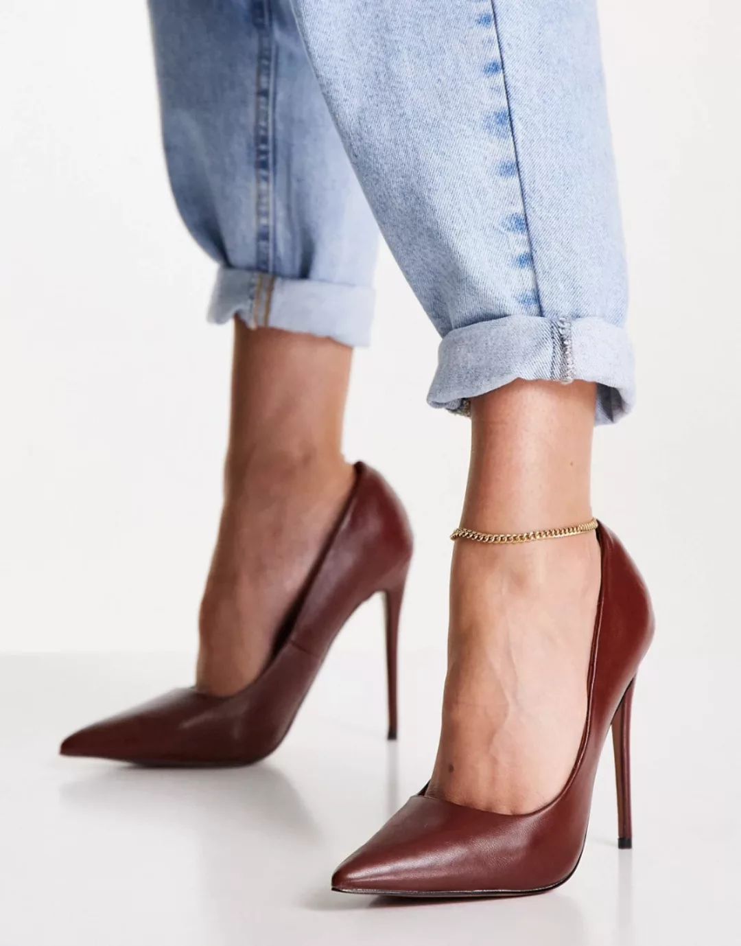 ASOS DESIGN – Passion – Pumps in Schokoladenbraun mit Stiletto-Absatz günstig online kaufen