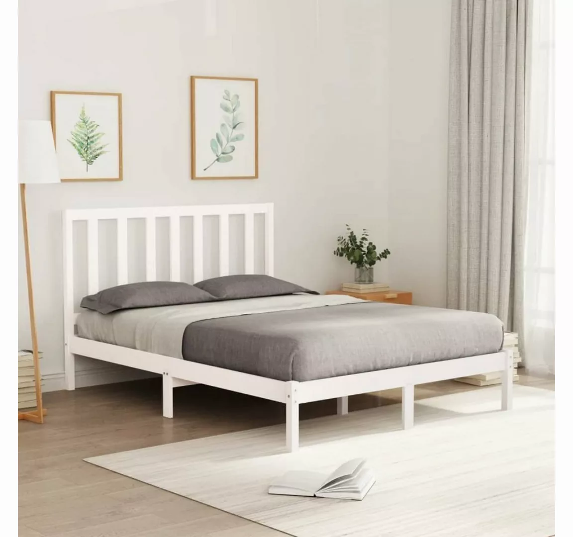 vidaXL Bett Massivholzbett Weiß 120x200 cm günstig online kaufen