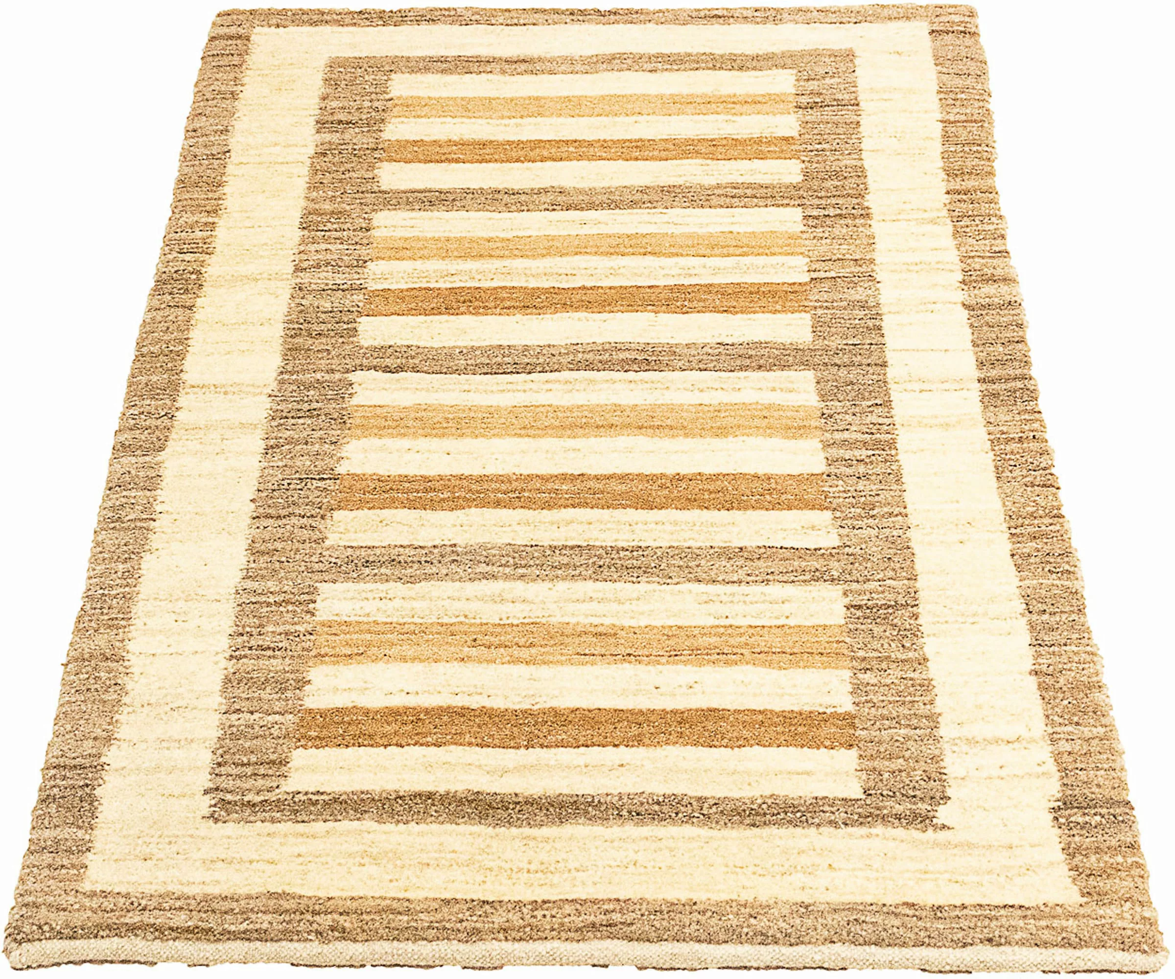 morgenland Wollteppich »Gabbeh - Perser - 139 x 72 cm - beige«, rechteckig, günstig online kaufen