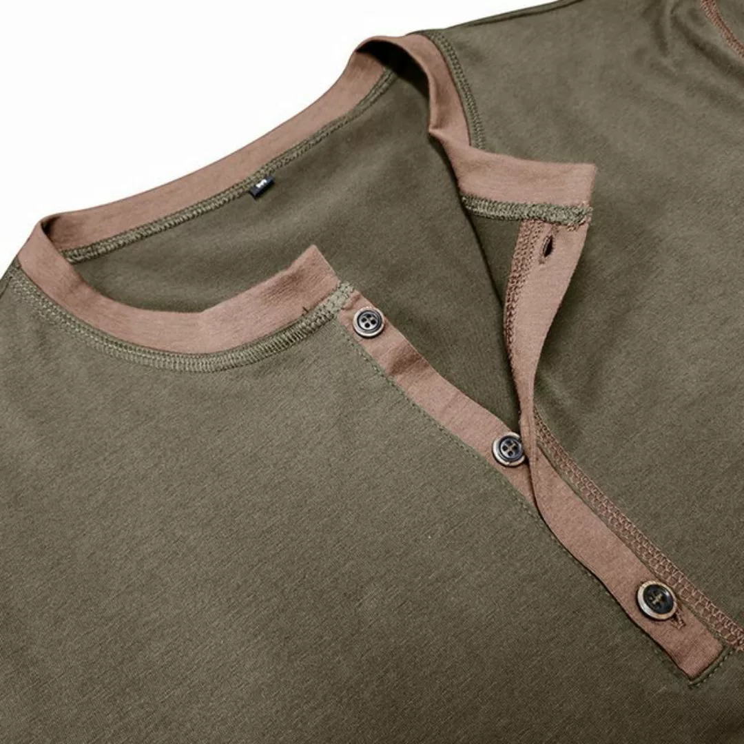 KIKI T-Shirt Einfarbiges Kurzarm-T-Shirt für Herren-Henley Shirt -strandshi günstig online kaufen