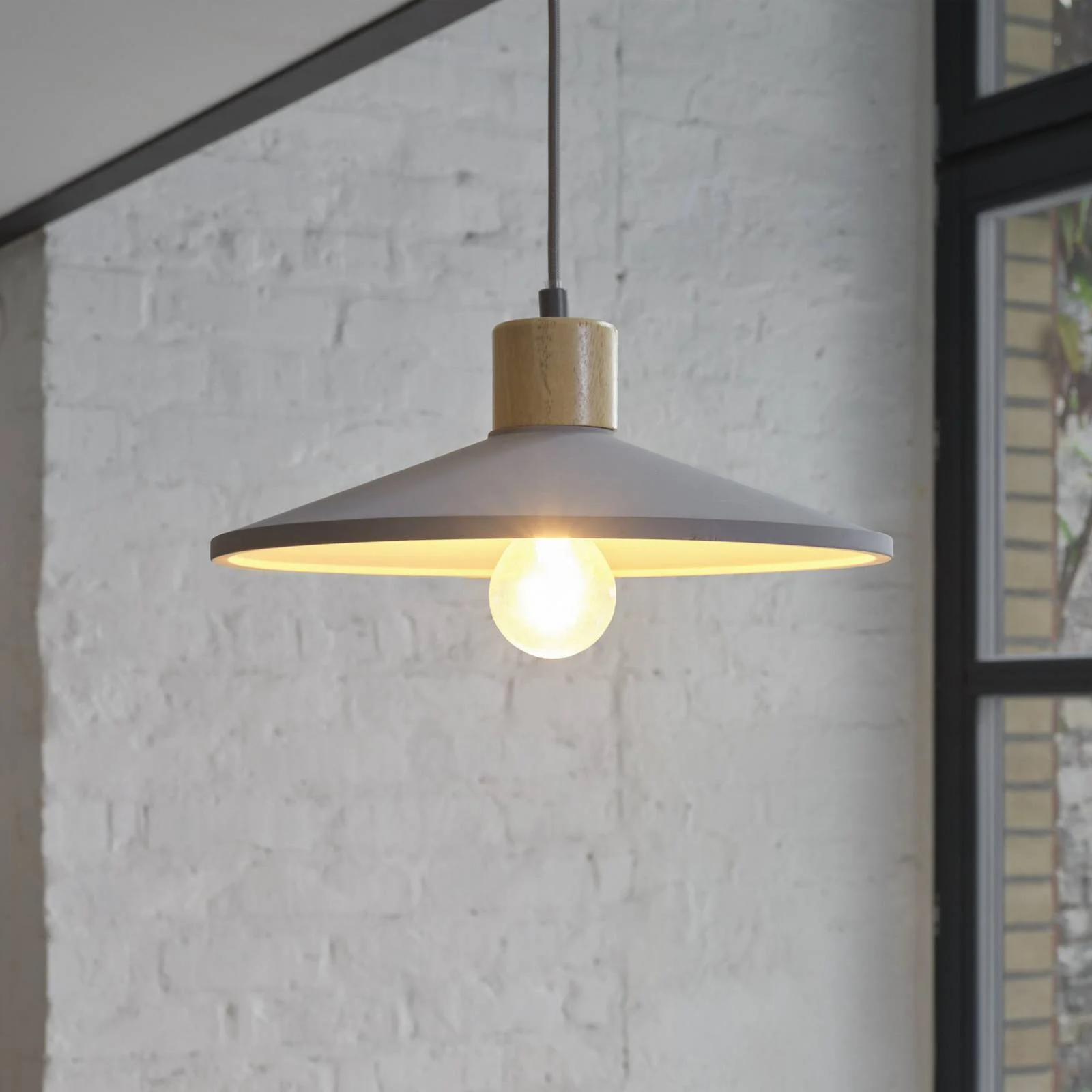 OSRAM Hängeleuchte CONCRETE WOOD, grau, Ø 32 cm, Beton, E27 günstig online kaufen