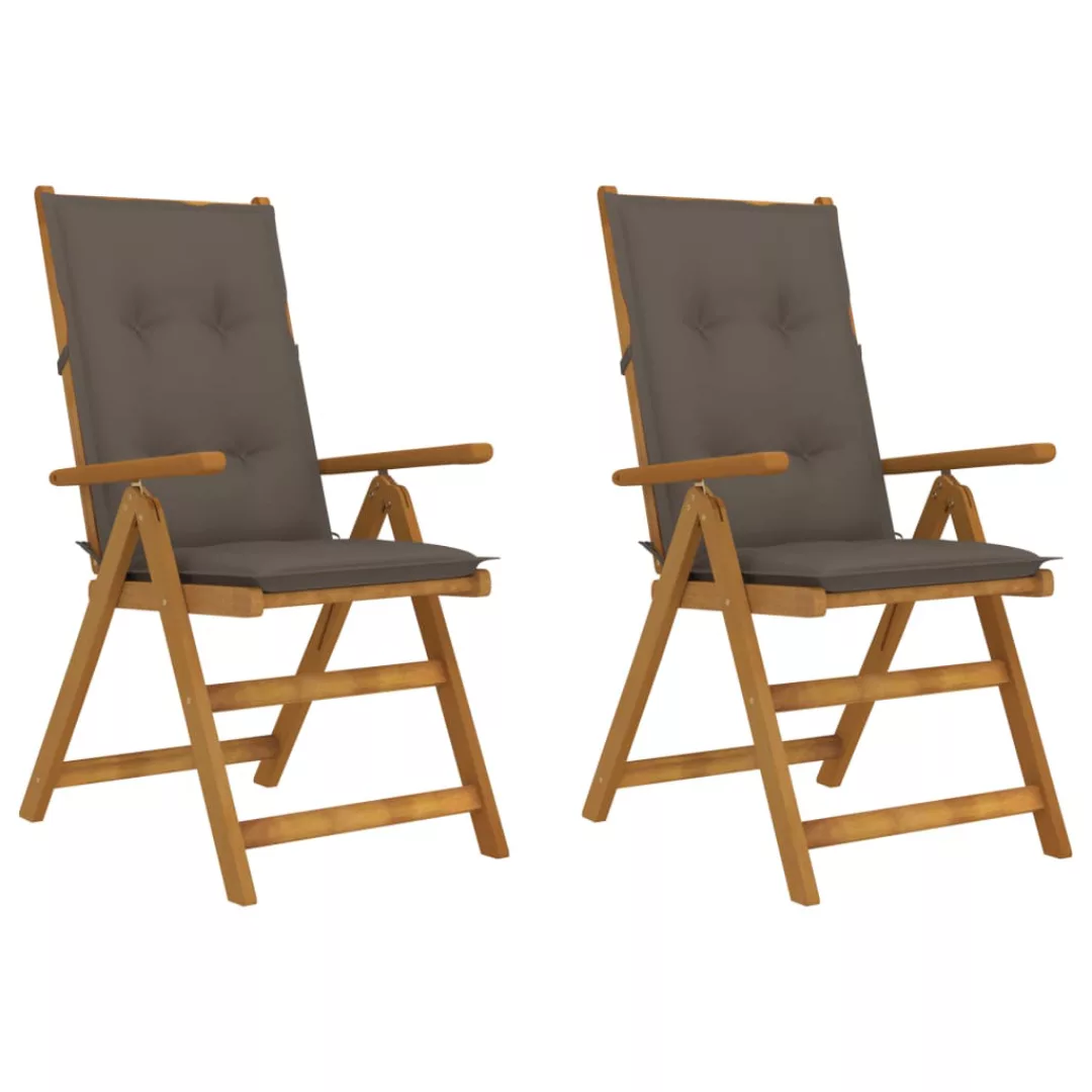 Verstellbare Gartenstühle 2 Stk. Mit Auflagen Massivholz Akazie günstig online kaufen