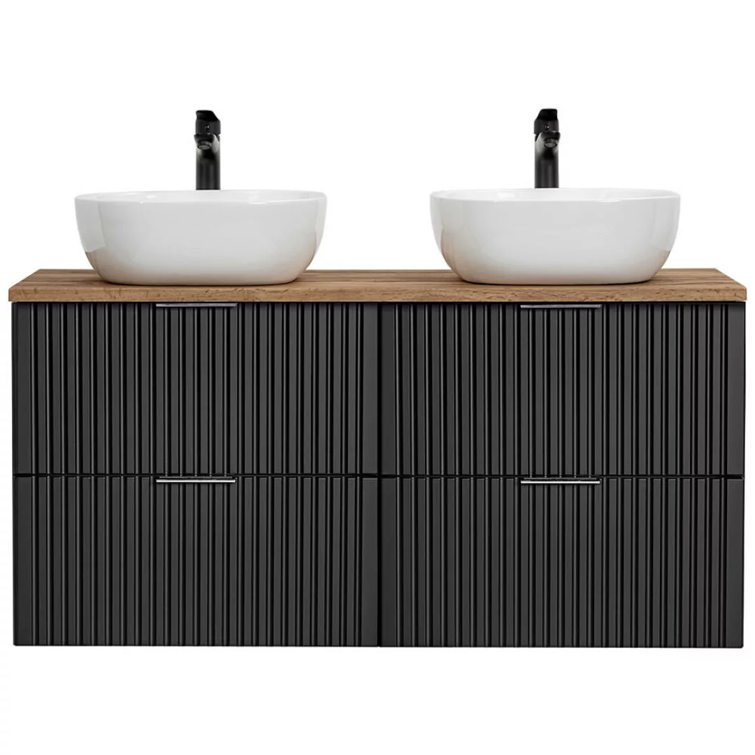 Doppelwaschtisch 120cm mit Waschbecken in ADELAIDE-56-BLACK in matt schwarz günstig online kaufen
