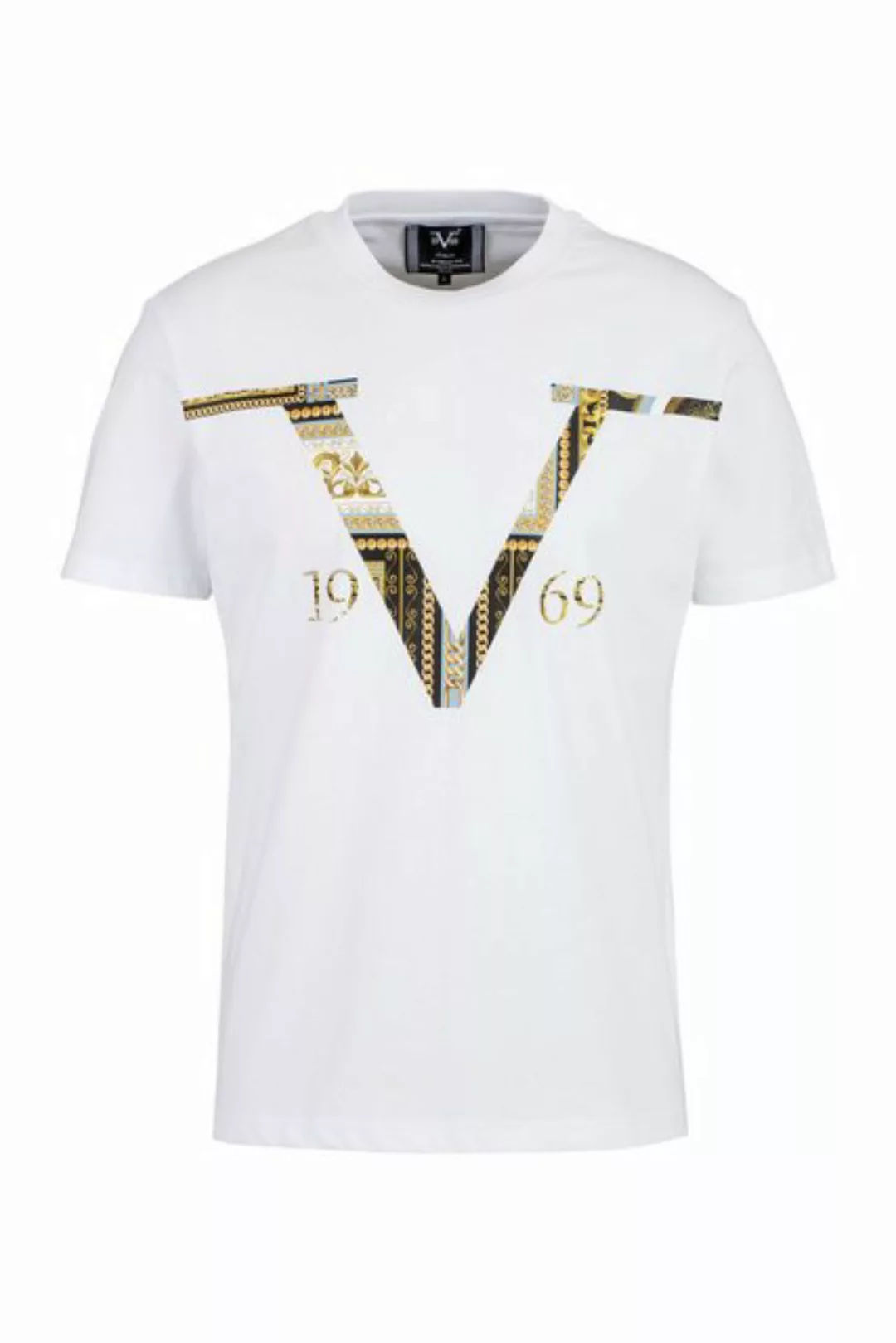 19V69 ITALIA T-Shirt RAFAEL BAROQUE LOGO mit Bockmuster im V günstig online kaufen