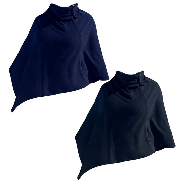 BURI Poncho Damen Poncho Set Schal Cashmere Feeling Fleece Cardigan Blau & günstig online kaufen