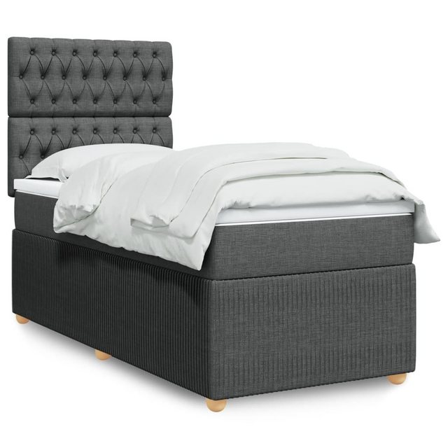 vidaXL Bettgestell Boxspringbett mit Matratze Dunkelgrau 100x200 cm Stoff B günstig online kaufen