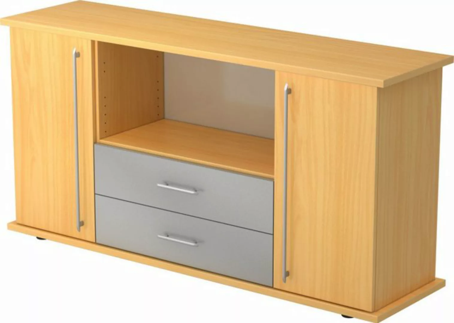 Aktenschrank Sideboard SB 2OH 2 Schübe BxTxH 166,1x44,8x84cm Griff RE Buche günstig online kaufen