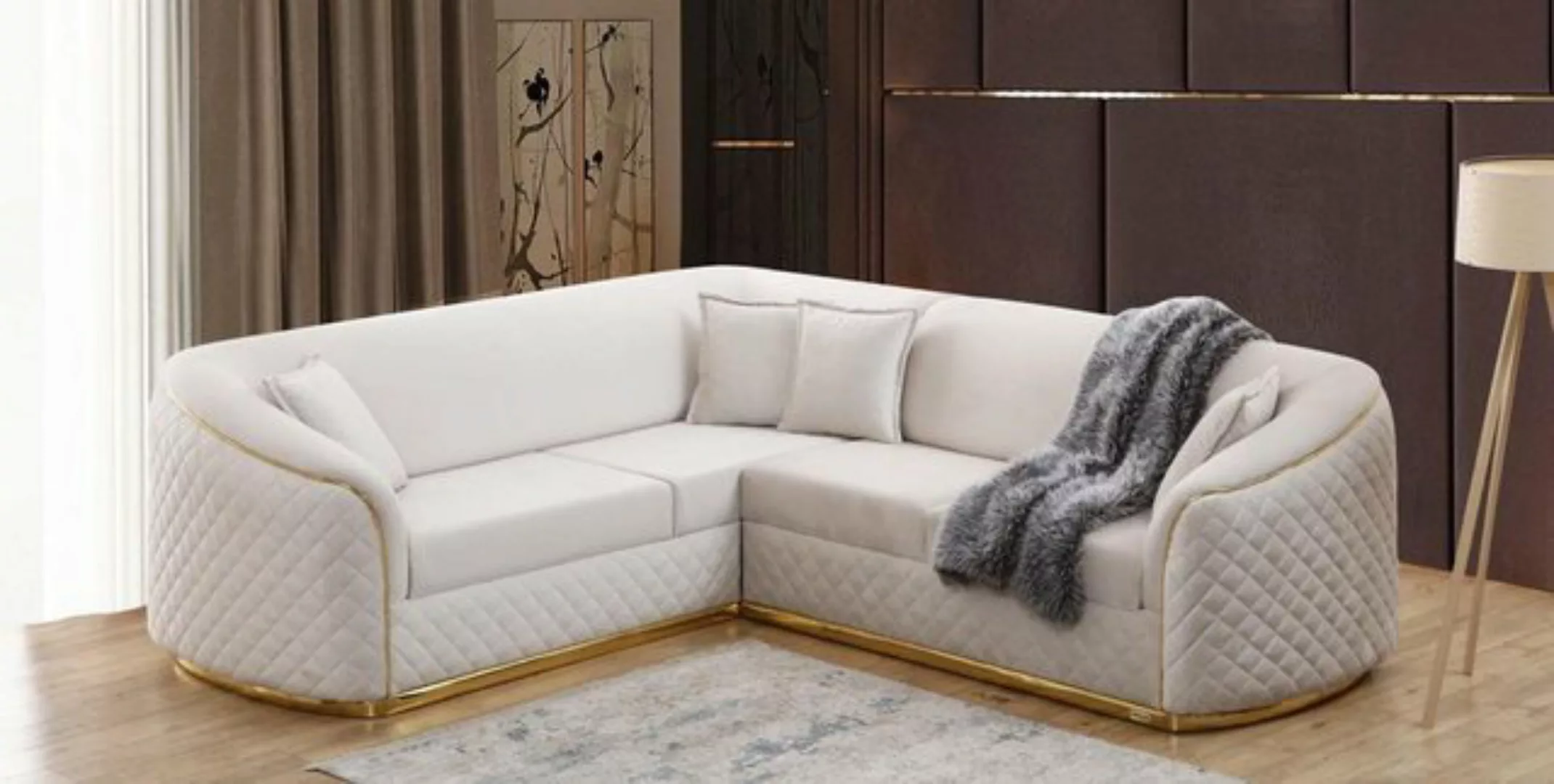 JVmoebel Ecksofa Design Eckcouch Wohnzimmer Eckgarnitur Sofa Couch Textil E günstig online kaufen