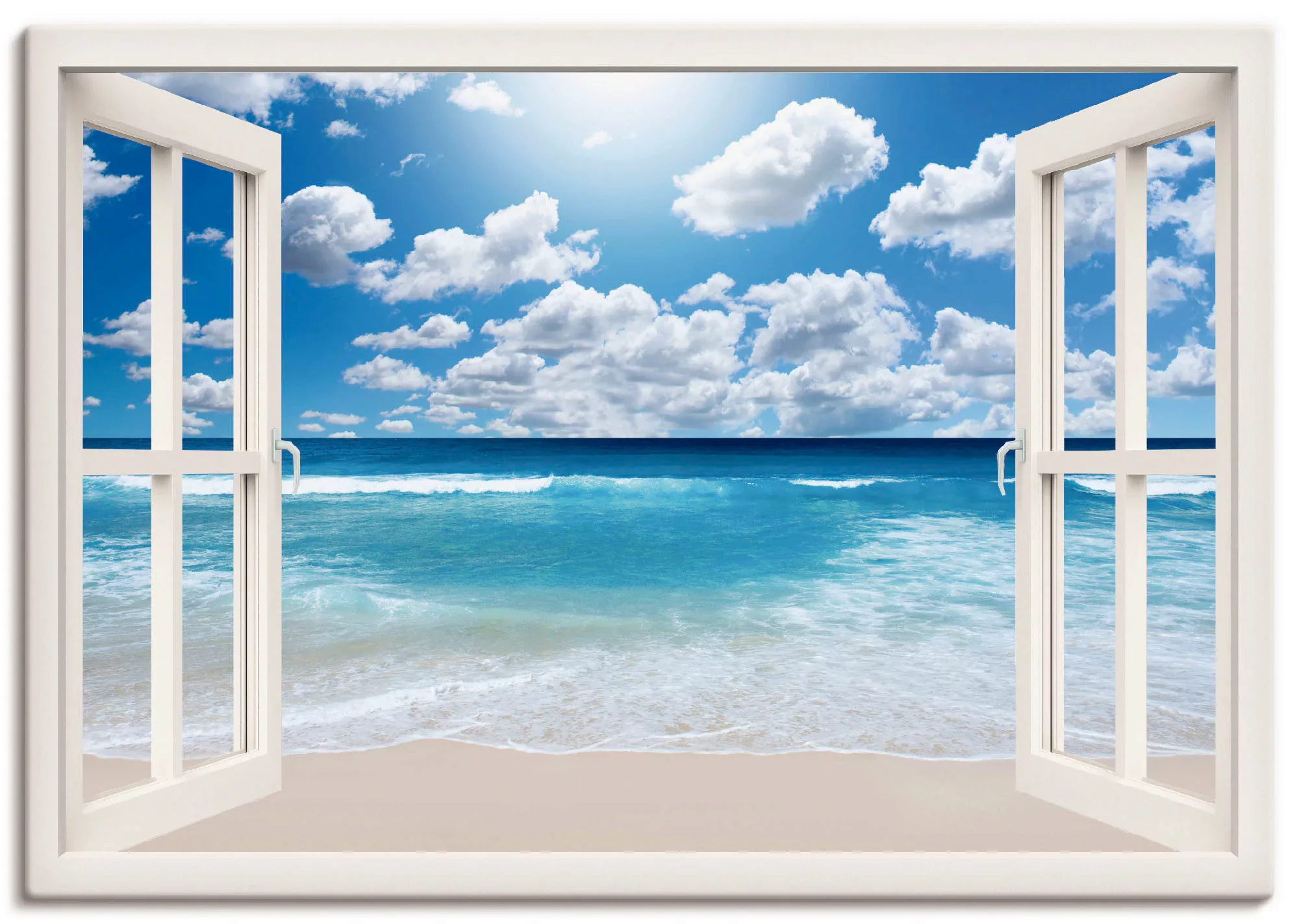 Artland Wandbild "Fensterblick Großartige Strandlandschaft", Fensterblick, günstig online kaufen