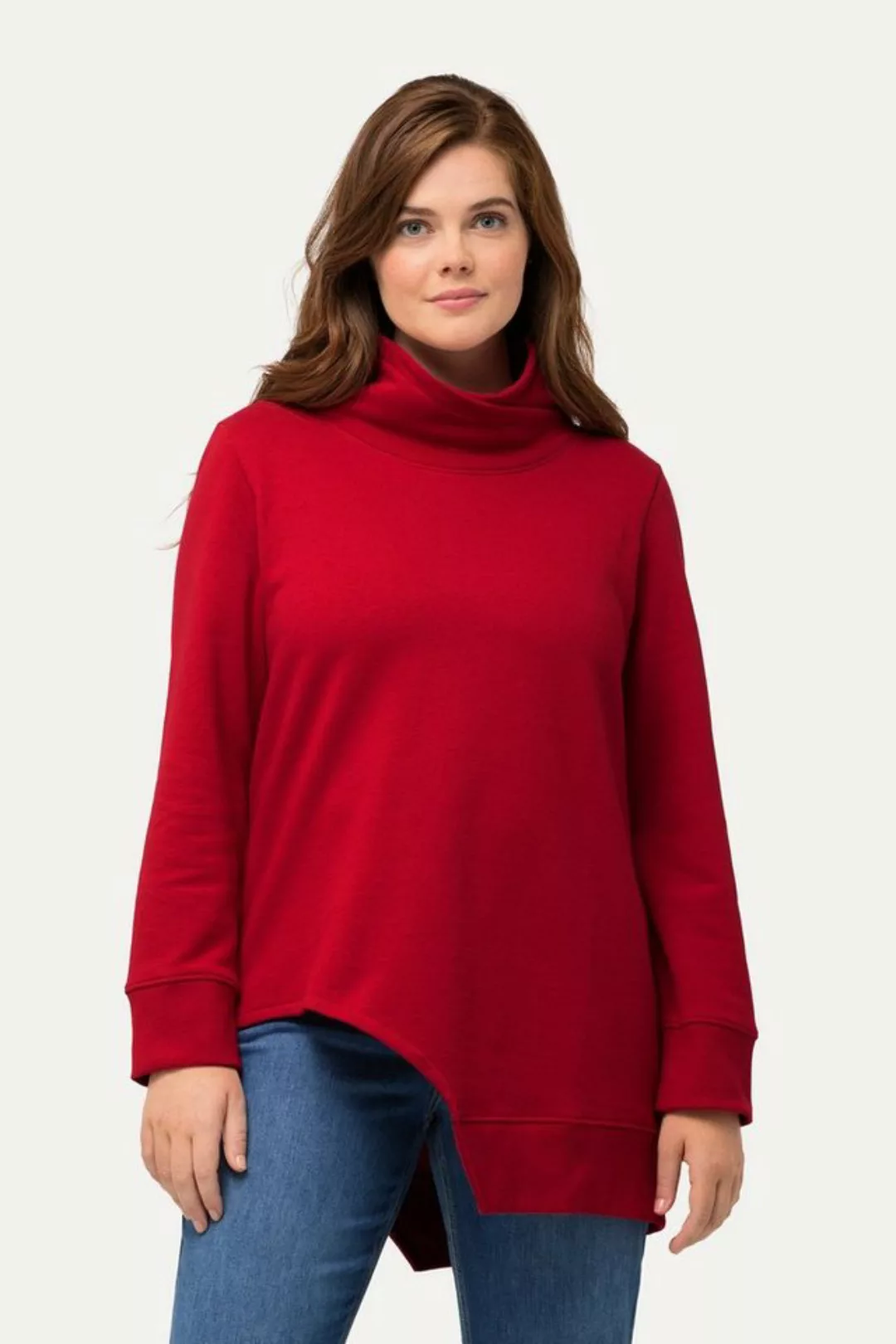 Ulla Popken Sweatshirt Long-Sweatshirt Cut-Out Stehkragen Langarm günstig online kaufen