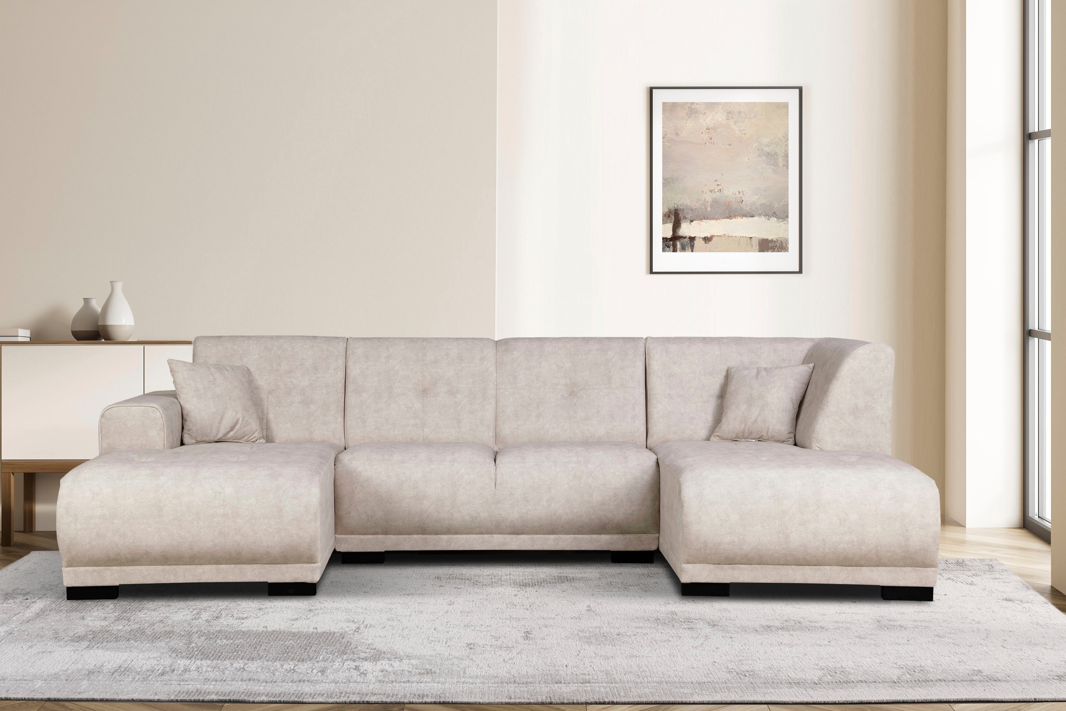 Home affaire Wohnlandschaft "Langeland U-Form", incl. 2 Zierkissen, Recamie günstig online kaufen