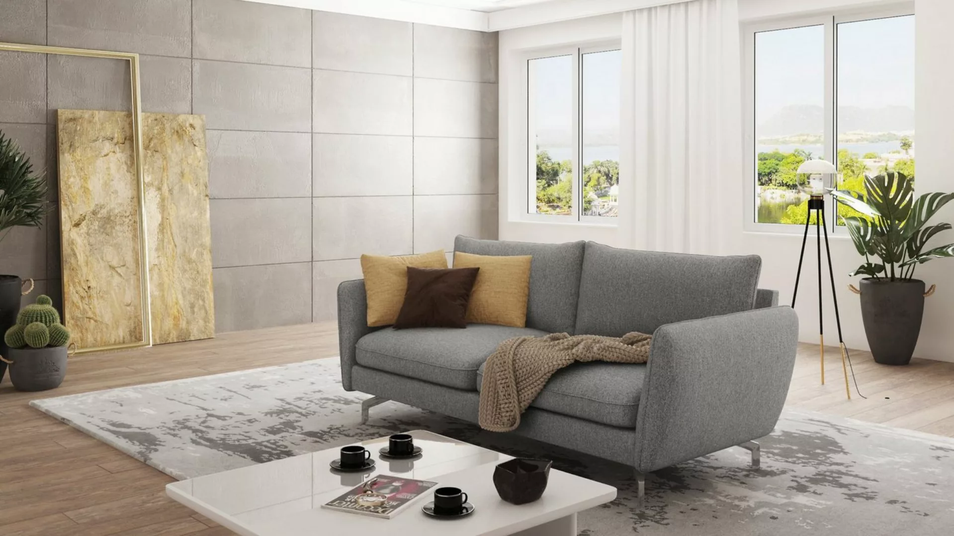 S-Style Möbel 3-Sitzer Modernes Sofa Benita mit Silber Metall Füßen, mit We günstig online kaufen