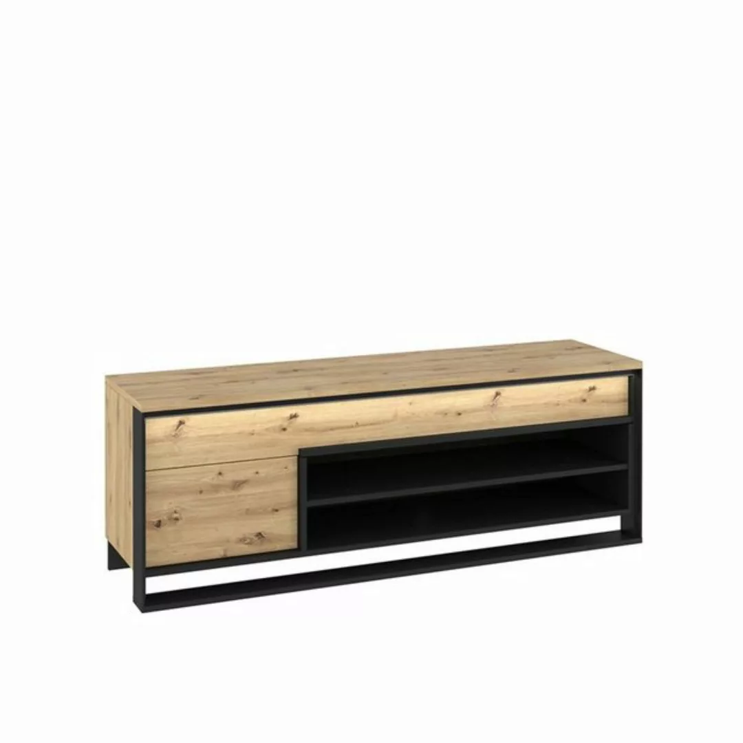 Compleo TV-Schrank LIMA, Loft Stil Lowboard mit Schubladen und LED-Beleucht günstig online kaufen