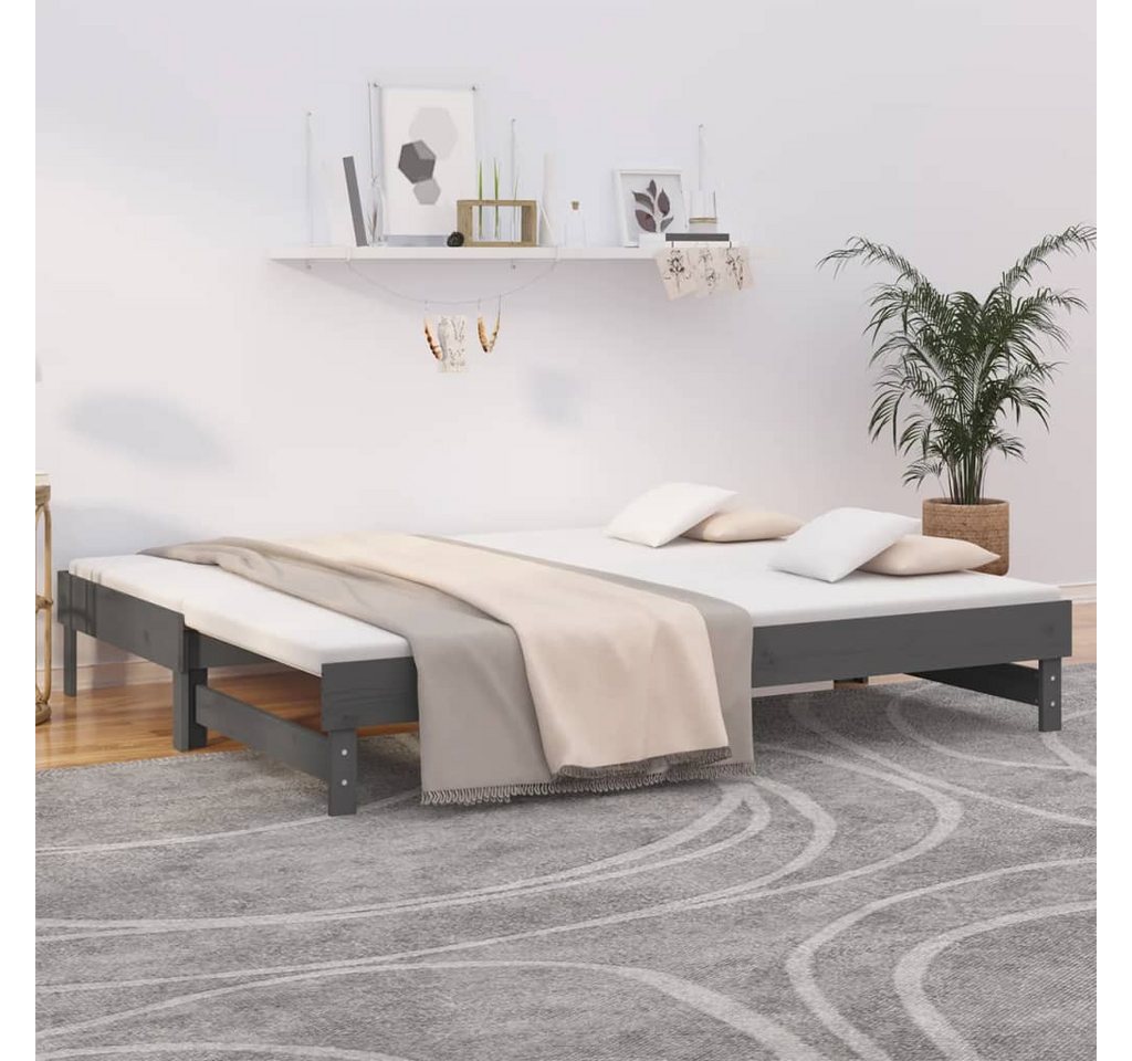 vidaXL Gästebett Gästebett Tagesbett Ausziehbar Grau 2x90x200 cm Massivholz günstig online kaufen