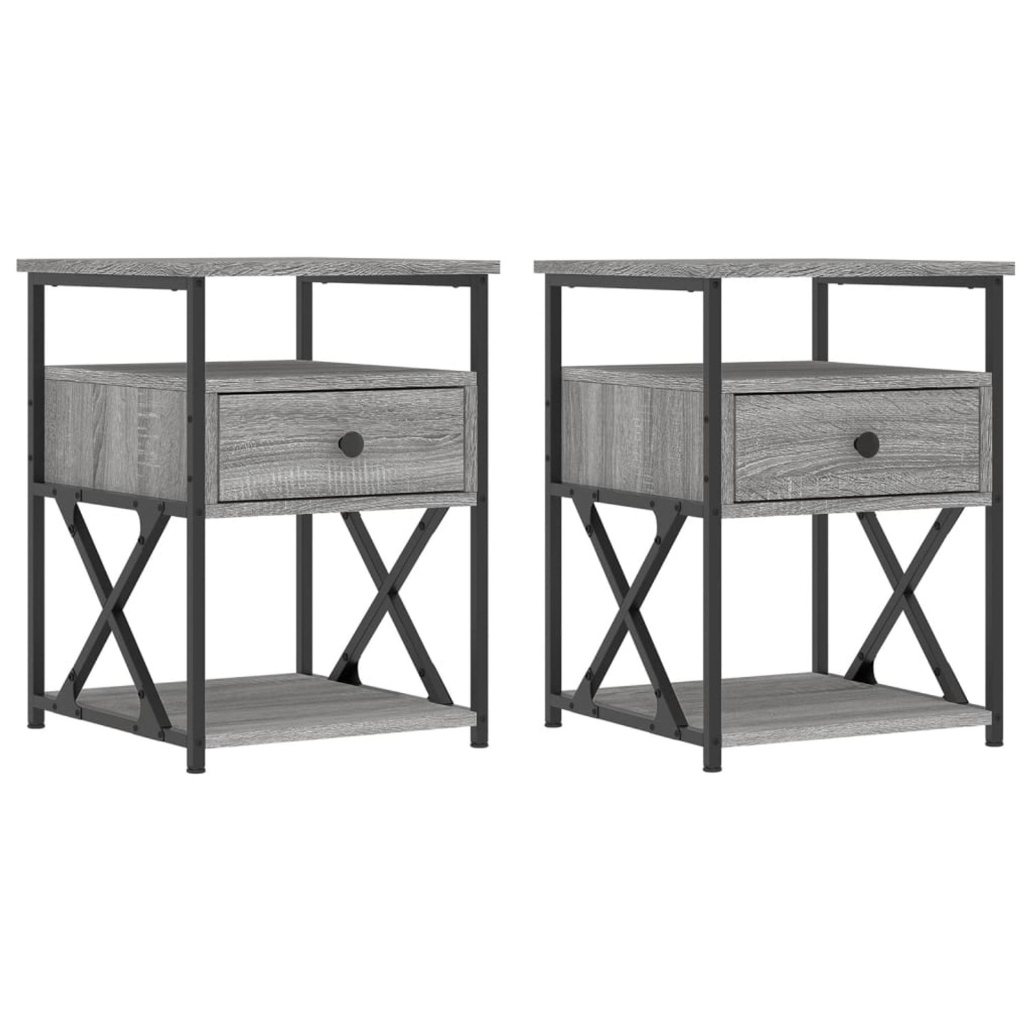 vidaXL Nachttische 2 Stk Grau Sonoma 40x42x55 cm Holzwerkstoff günstig online kaufen