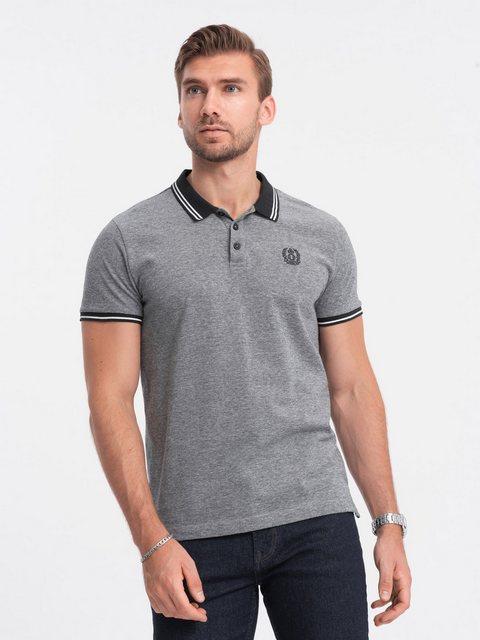 OMBRE Poloshirt Poloshirt in Melange mit gestreiftem Kragen günstig online kaufen