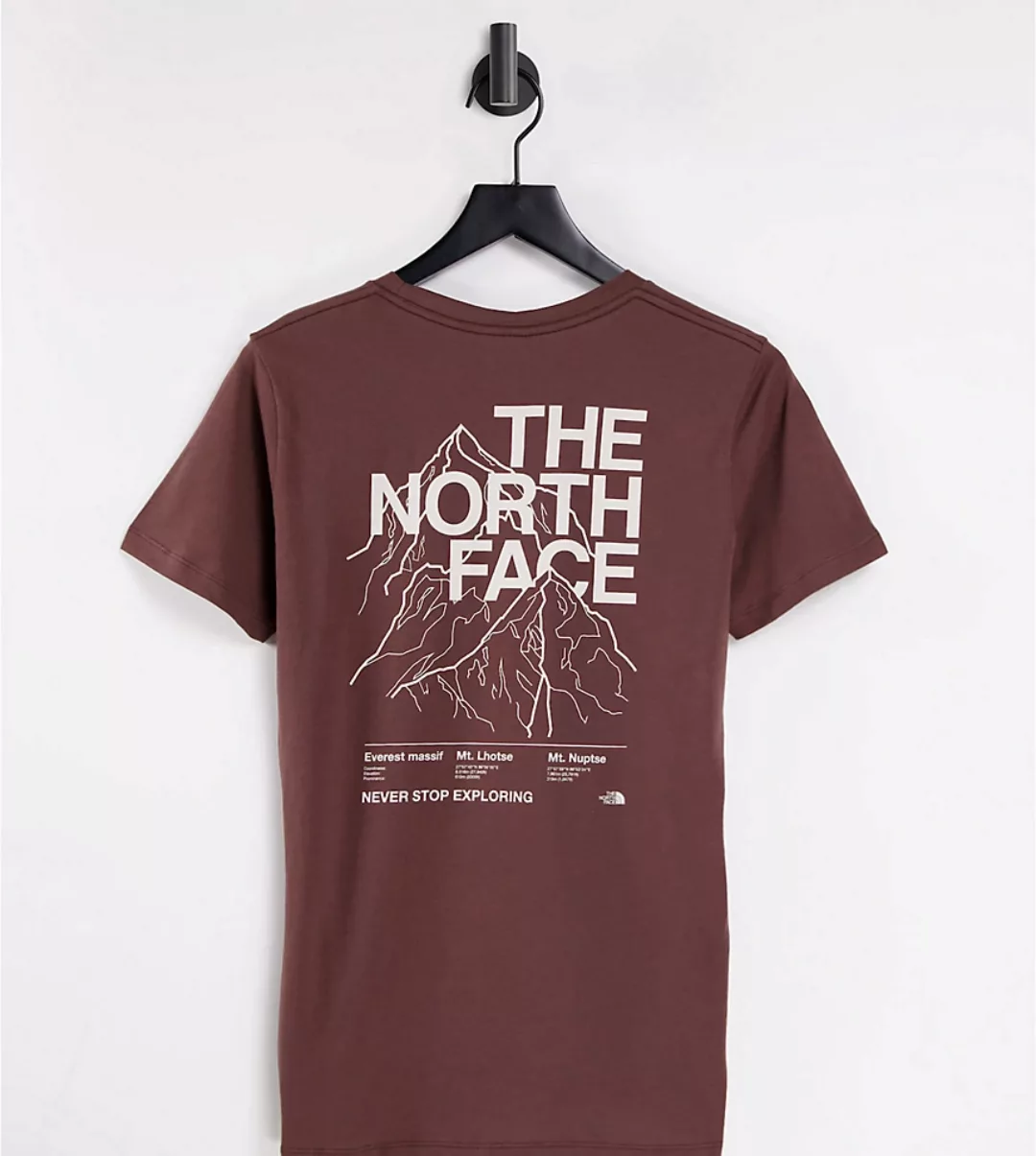 The North Face – T-Shirt in Braun mit Bergkontur-Print, exklusiv bei ASOS günstig online kaufen