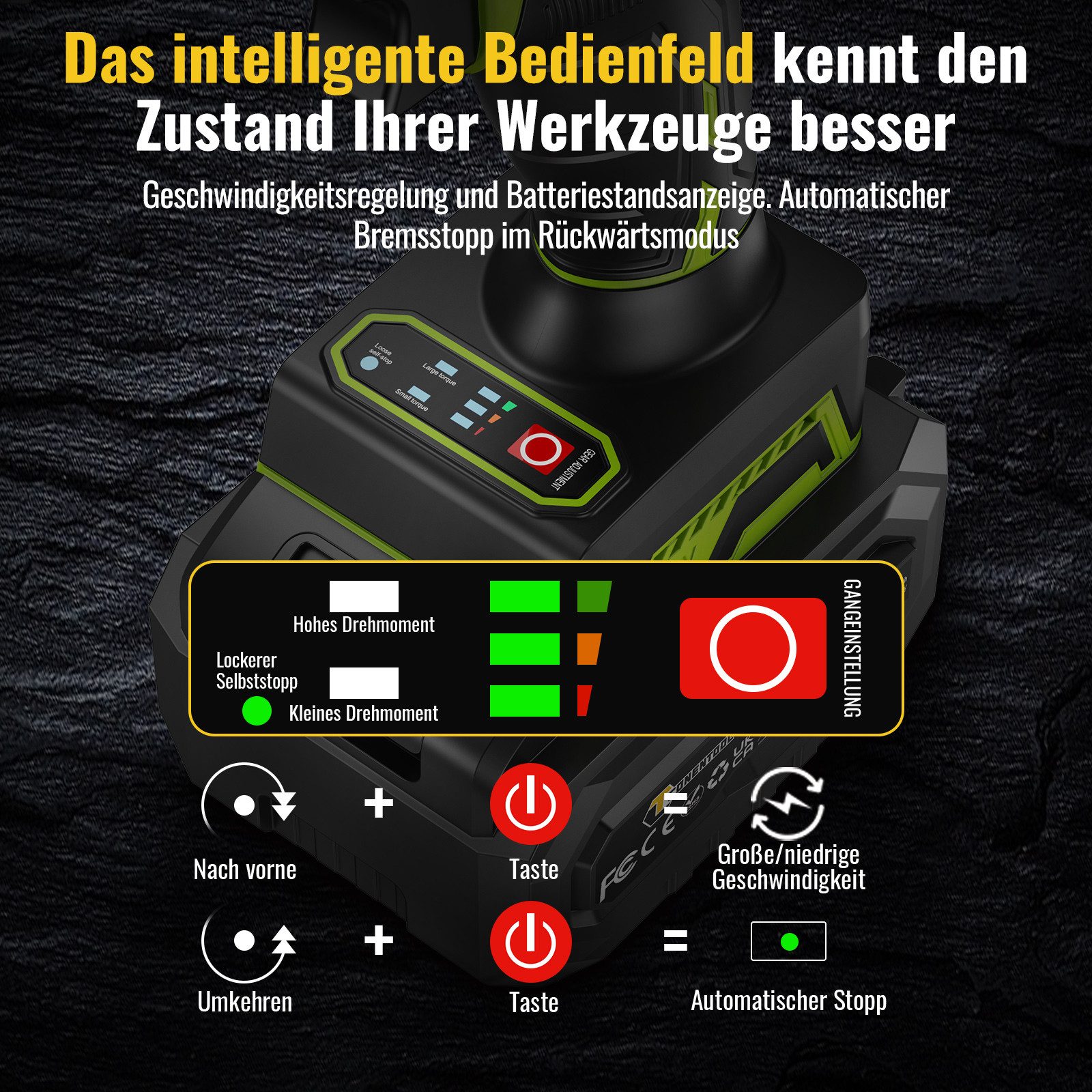 CONENTOOL Akku-Drehschlagschrauber 21V Bürstenloser Motor 3-in-1-Schlagschr günstig online kaufen