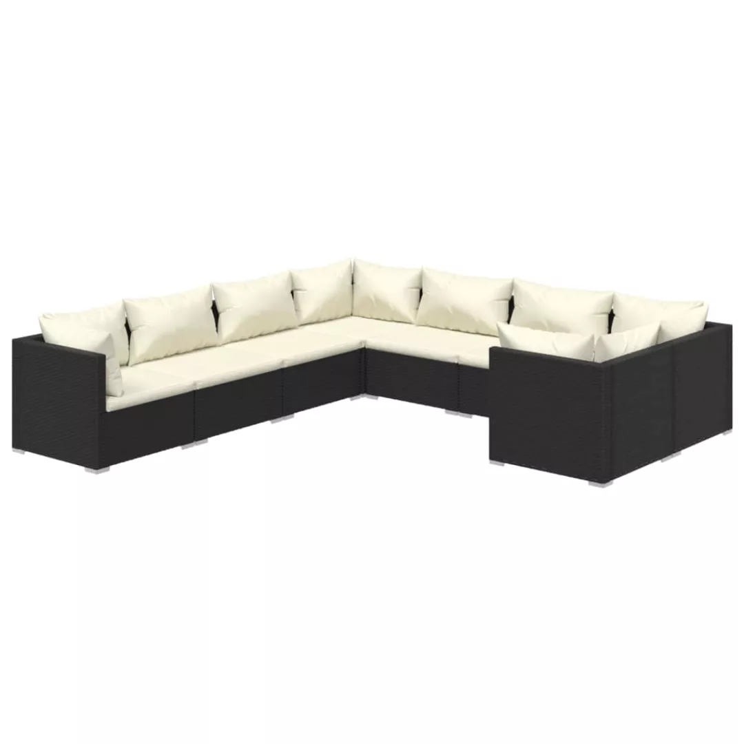 Vidaxl 8-tlg. Garten-lounge-set Mit Kissen Poly Rattan Schwarz günstig online kaufen