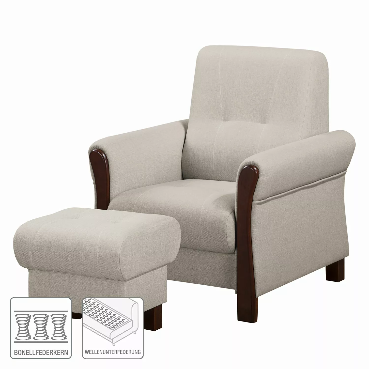 home24 Modoform Sessel Outwell Schwedisch Weiß Strukturstoff mit Hocker 80x günstig online kaufen