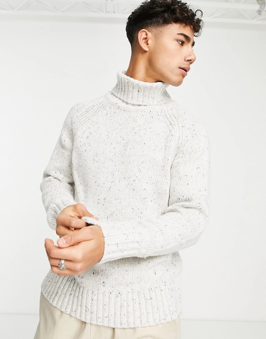 Selected Homme – Grobstrickpullover in gebrochenem Weiß mit Rollkragen günstig online kaufen