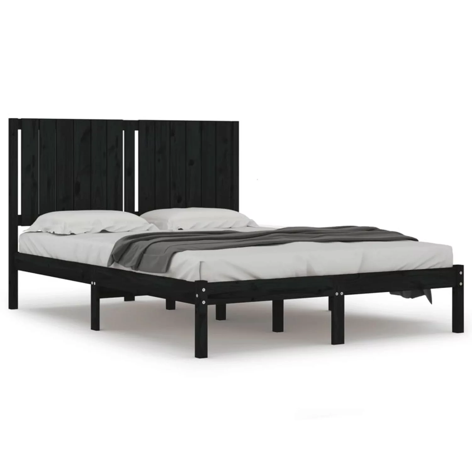 vidaXL Bettgestell Massivholzbett Schwarz Kiefer 140x190 cm Bett Bettgestel günstig online kaufen