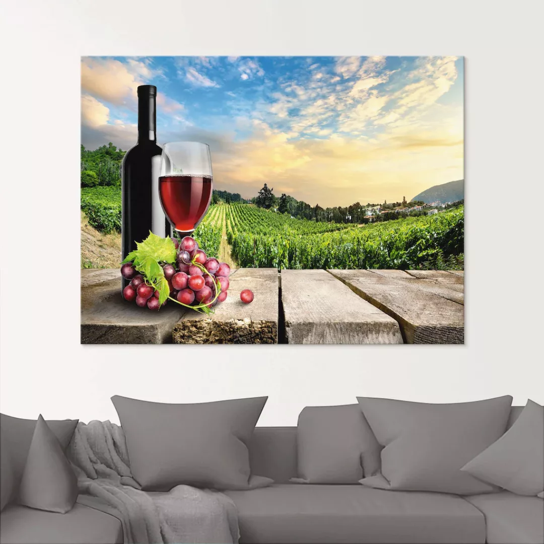 Artland Glasbild »Wein vor Weinbergen«, Berge, (1 St.) günstig online kaufen