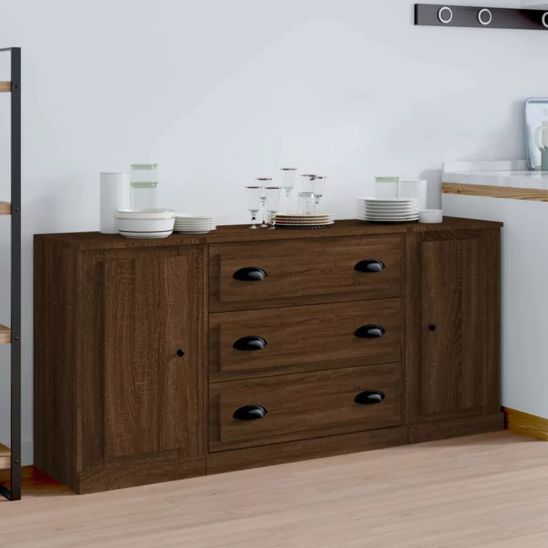 Vidaxl Sideboards 3 Stk. Braun Eichen-optik Holzwerkstoff günstig online kaufen