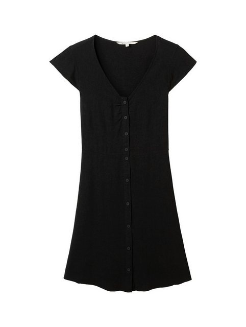 TOM TAILOR Denim Sommerkleid v-neck mini dress with buttons, deep black günstig online kaufen