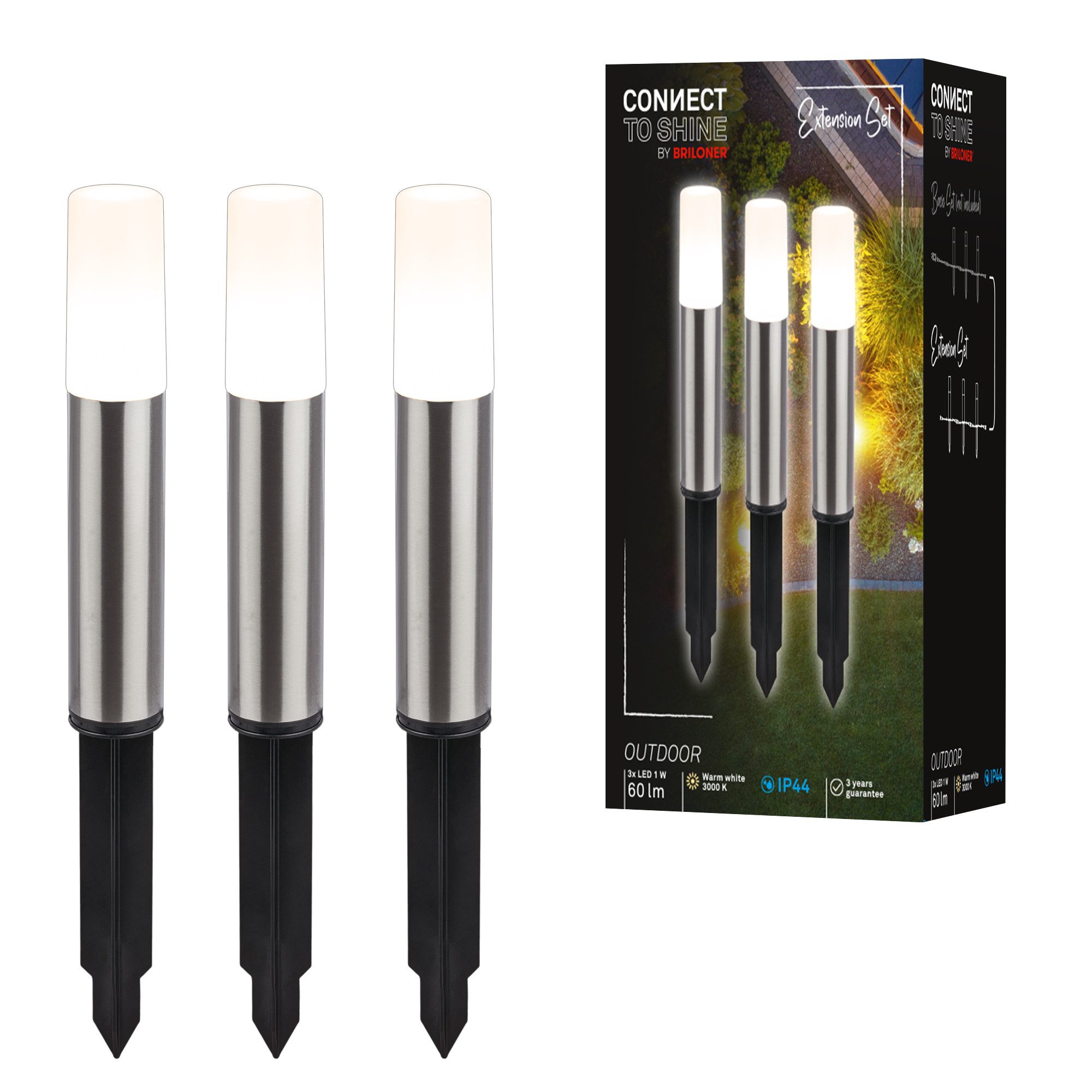 LED-Erdspießlampe 3926032 12V 3x-Erweiterung Edelstahl Ø 4cm günstig online kaufen