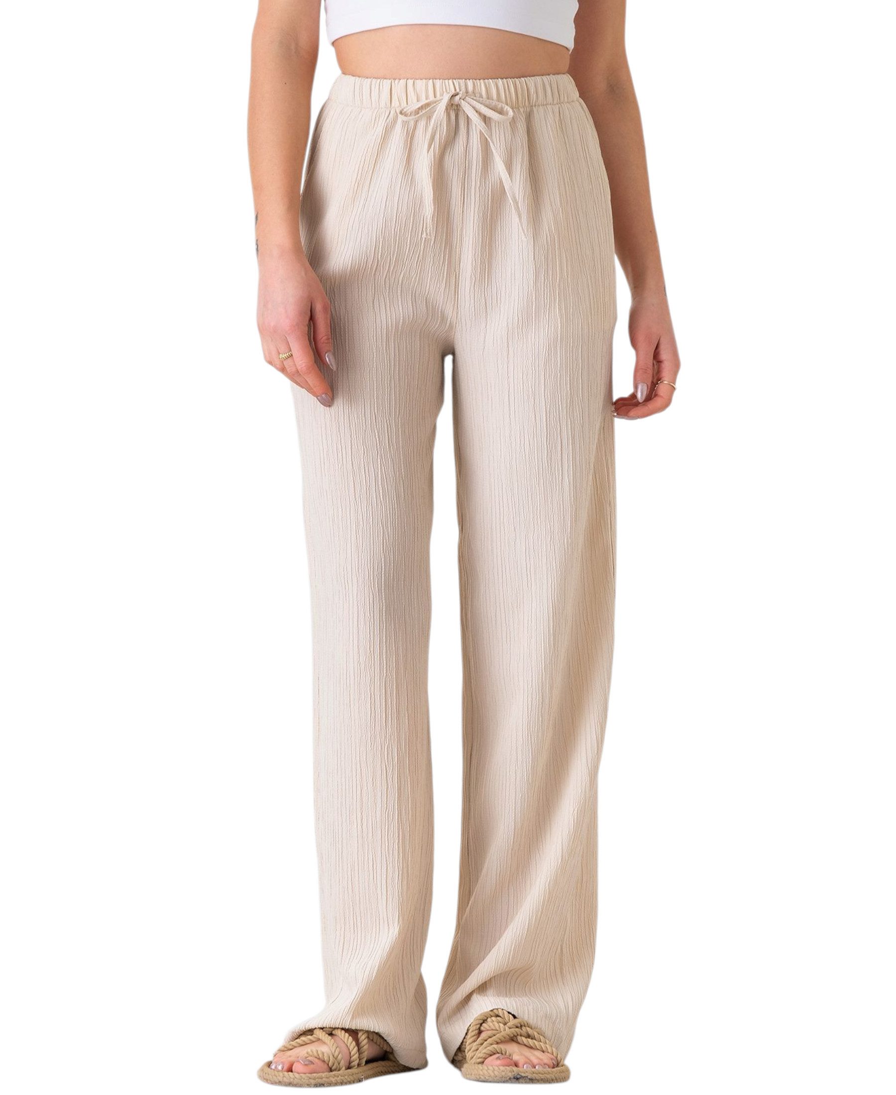 fashionshowcase Palazzohose Damen Sommerhose Crinkle Marlene-Hose günstig online kaufen