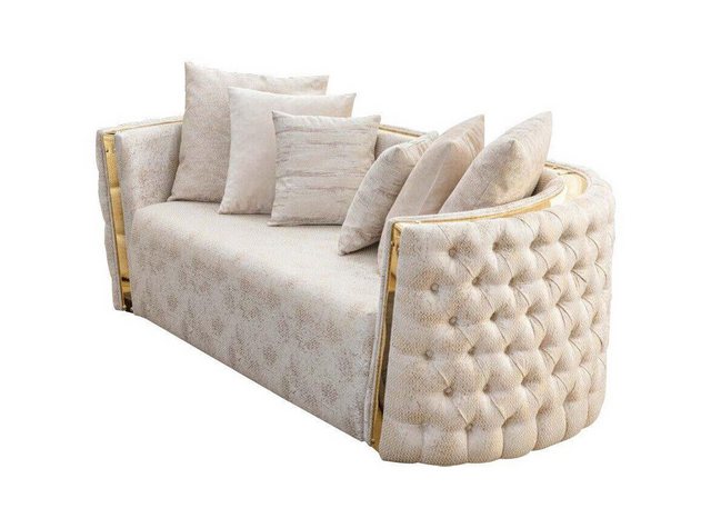 JVmoebel Sofa Abgerundetes Chesterfield 2-Sitzer Sofa Beiger Wohnzimmer Zwe günstig online kaufen