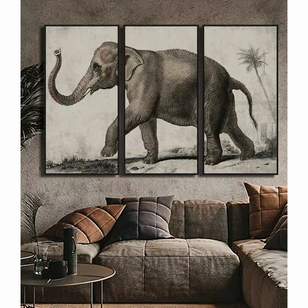 Leinwand Dkd Home Decor 3 Stücke Elefant Kolonial (180 X 4 X 120 Cm) günstig online kaufen