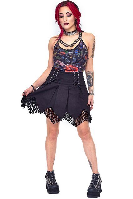 Jawbreaker A-Linien-Rock Lace Up Pleated Skirt Gothic Faltenrock mit Schnür günstig online kaufen